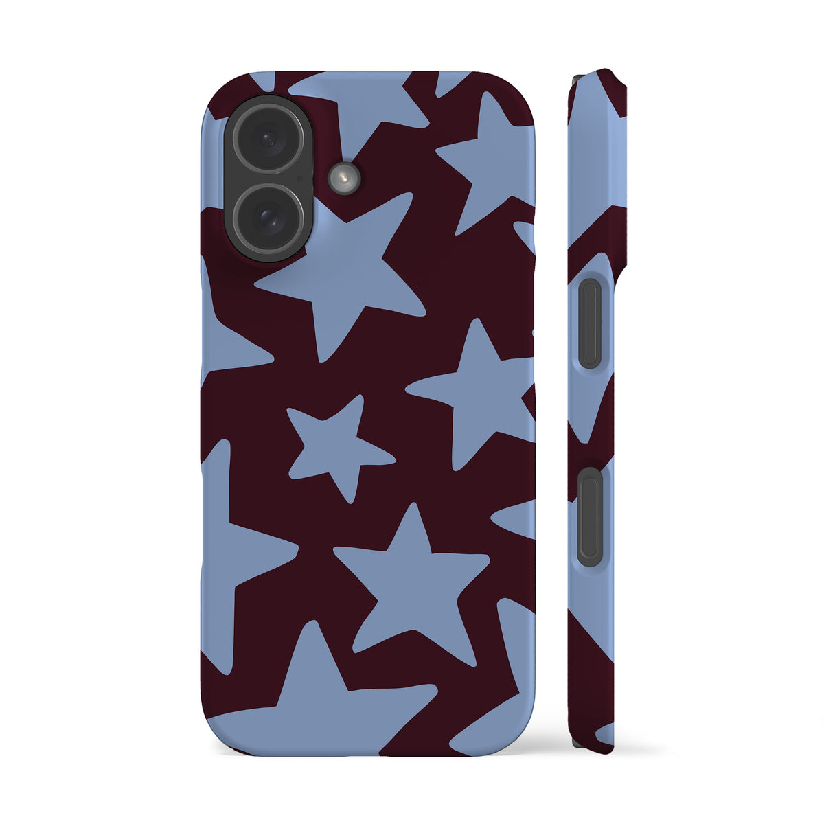 Big Wonky Stars Burgundy Blue Phone Case