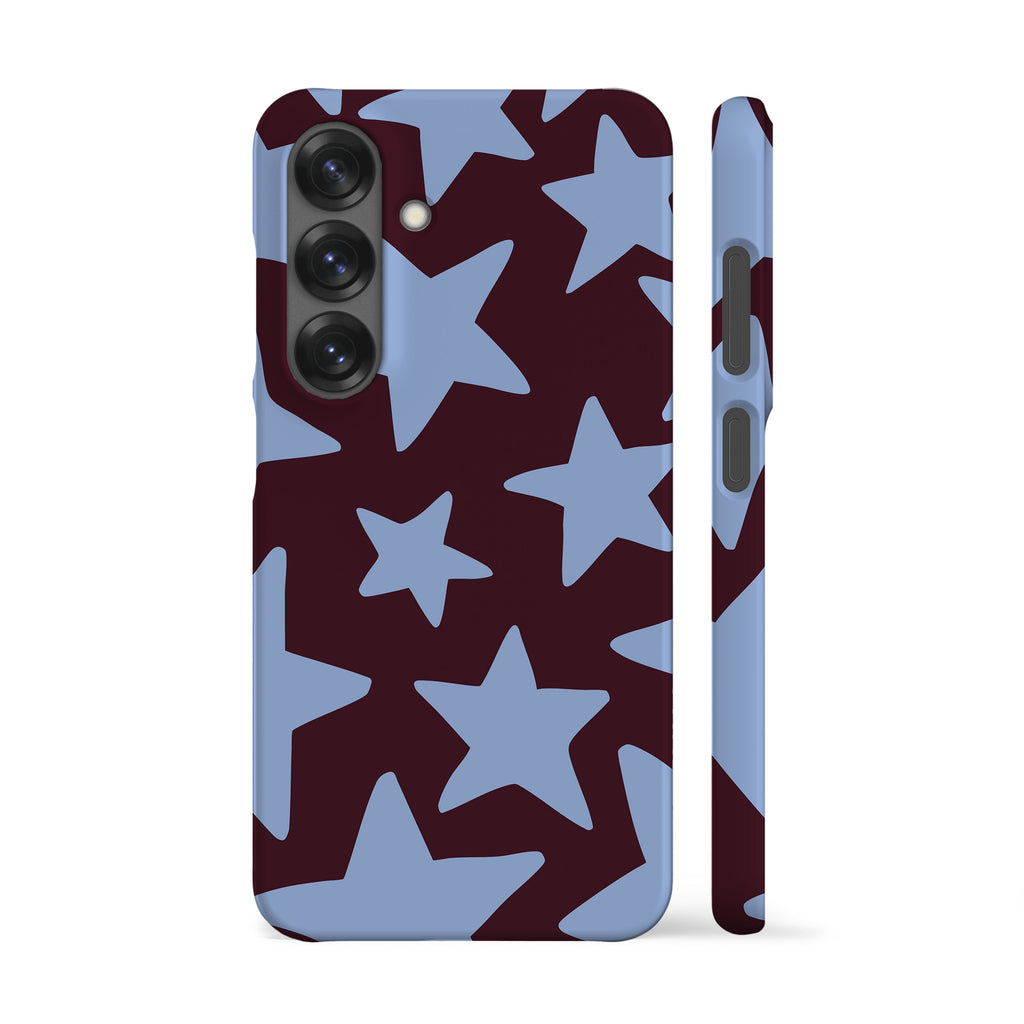 Big Wonky Stars Burgundy Blue Phone Case