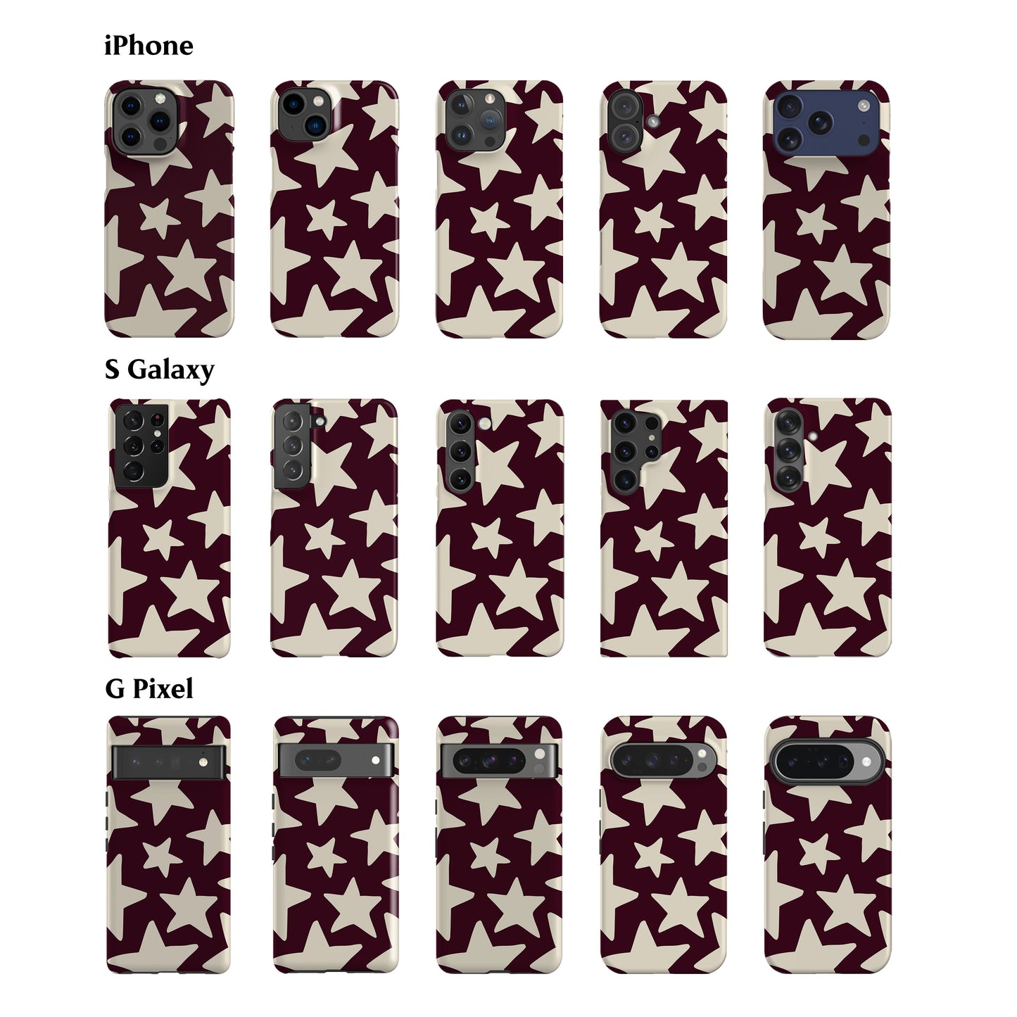 Dark Plum Big Stars Phone Case