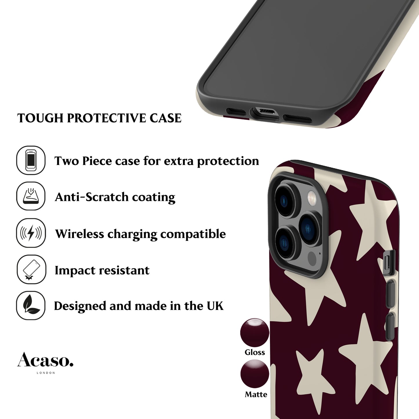 Dark Plum Big Stars Phone Case