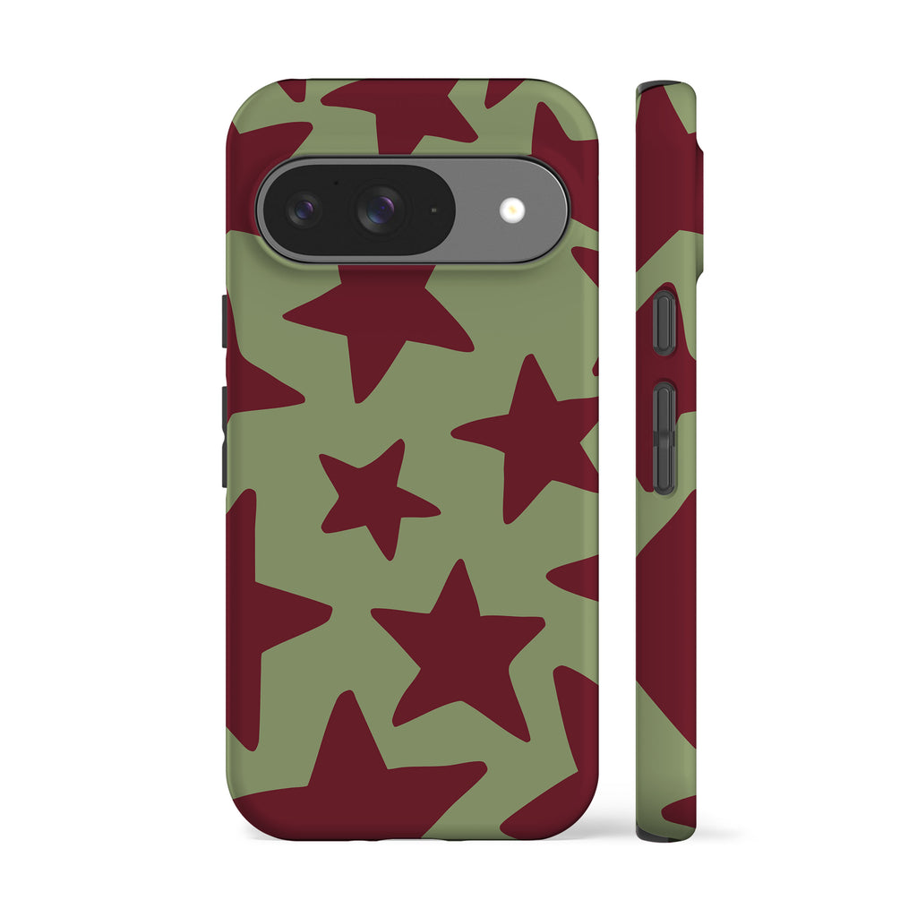 Big Wonky Stars Mint Maroon Phone Case