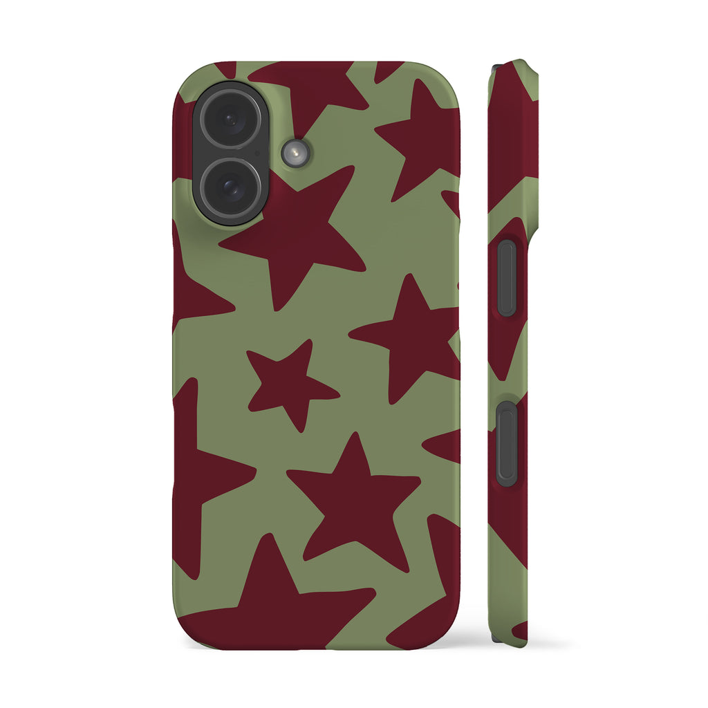 Big Wonky Stars Mint Maroon Phone Case