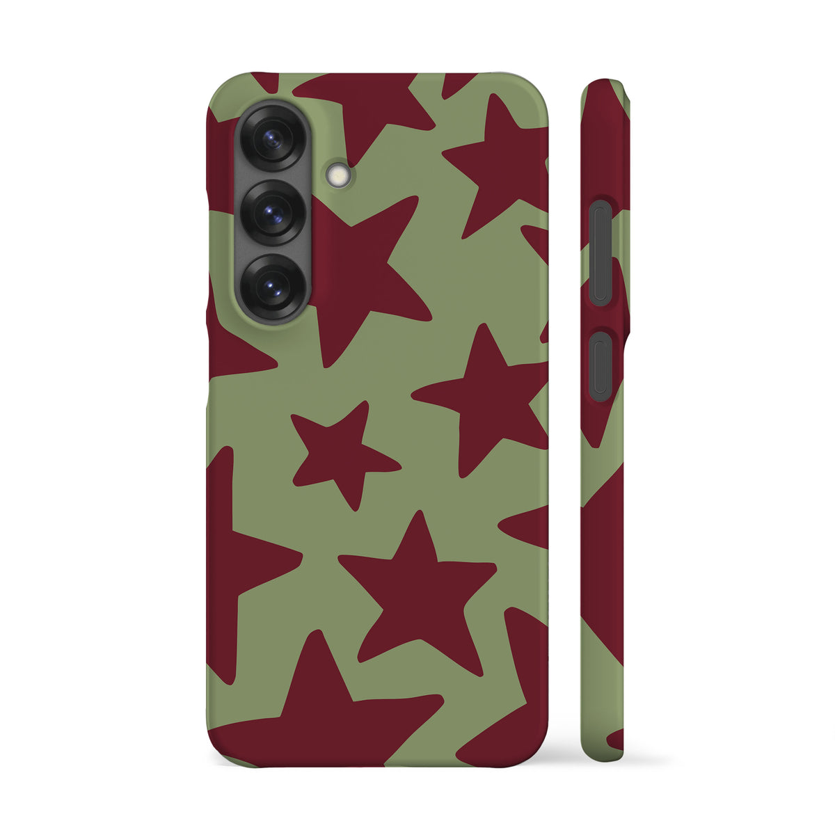 Big Wonky Stars Mint Maroon Phone Case