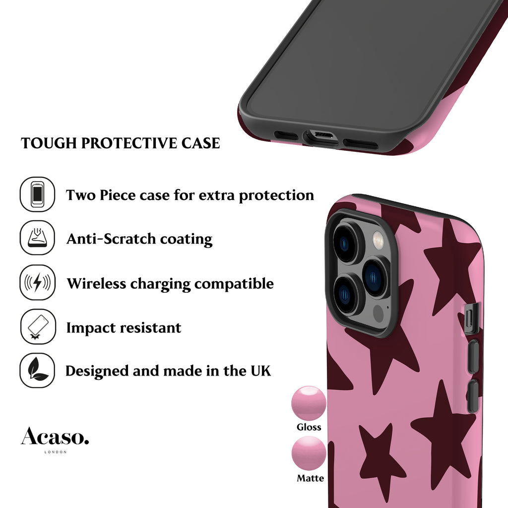 Pink Plum Big Stars Phone Case
