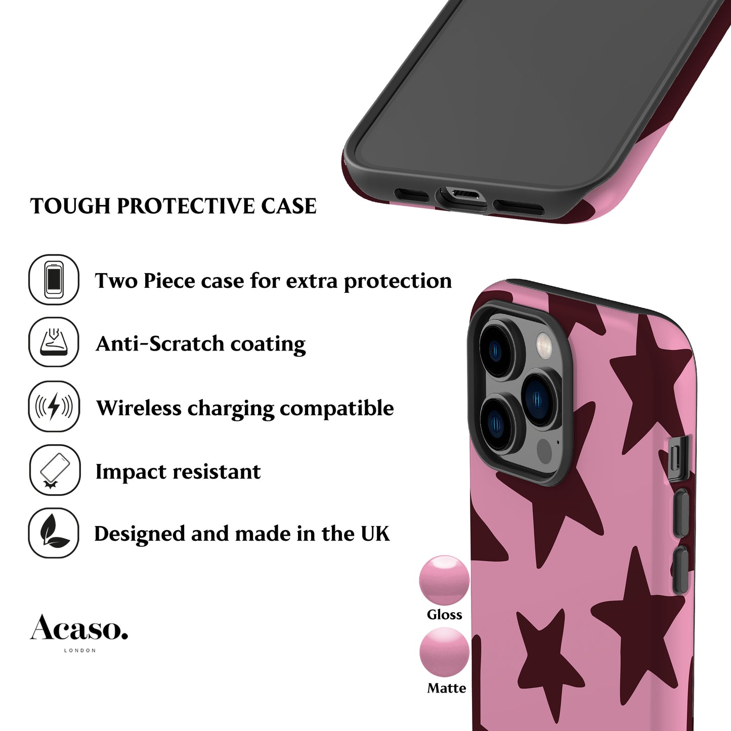 Pink Plum Big Stars Phone Case