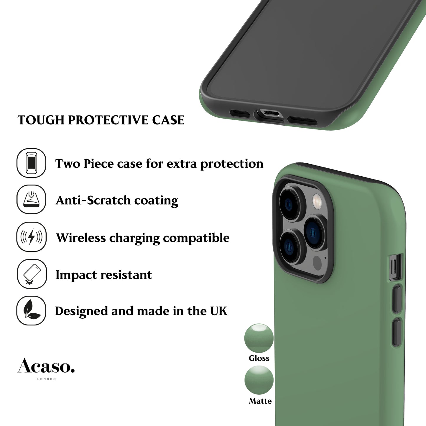 Solid Mineral Green Phone Case