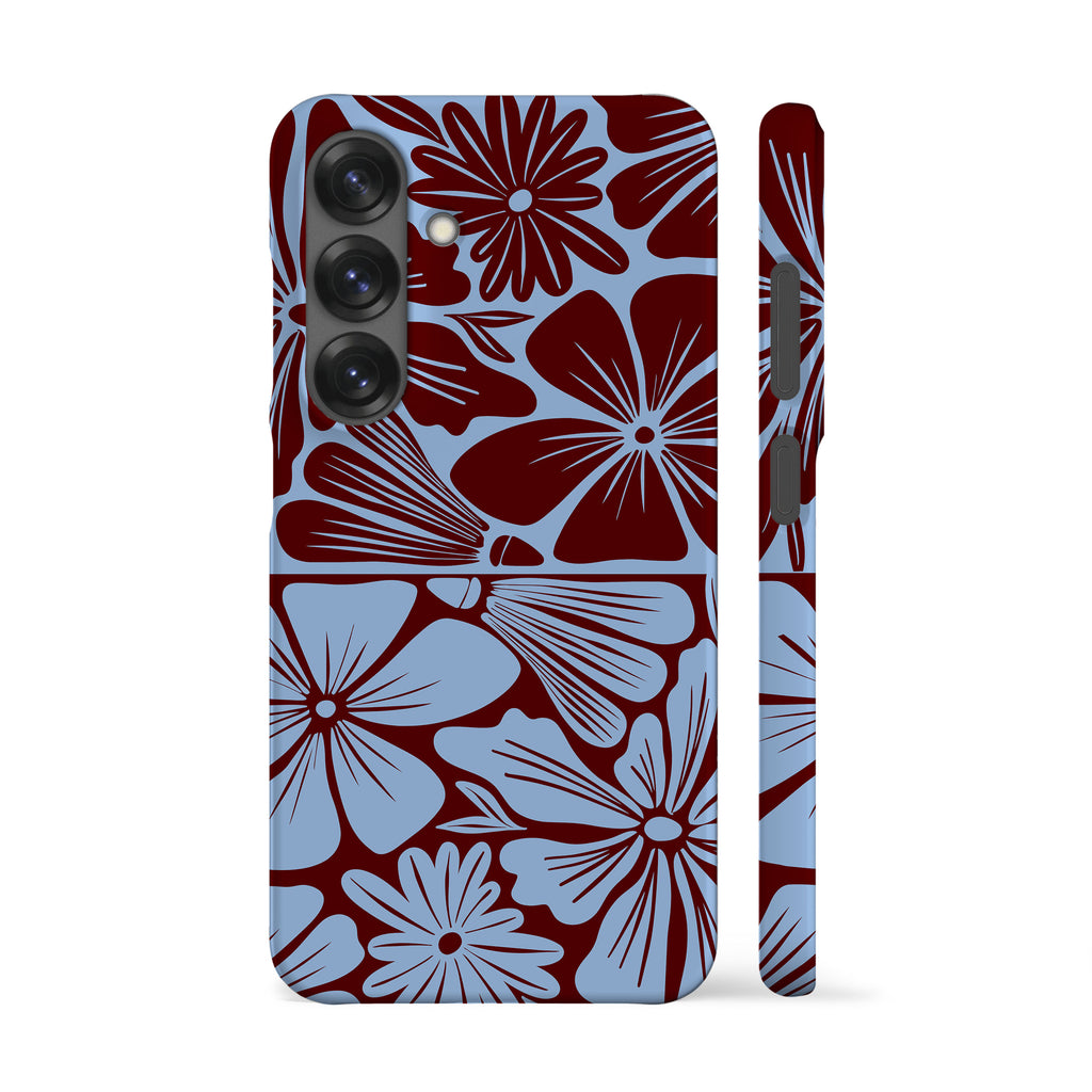 Blue Maroon Flowers Phone Case
