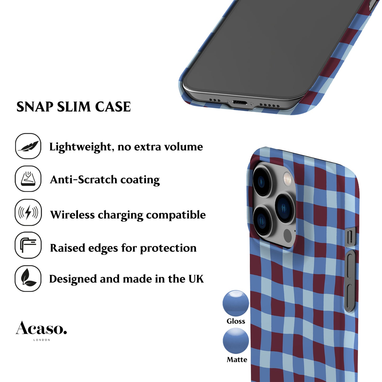 Blue Maroon Plaid Phone Case