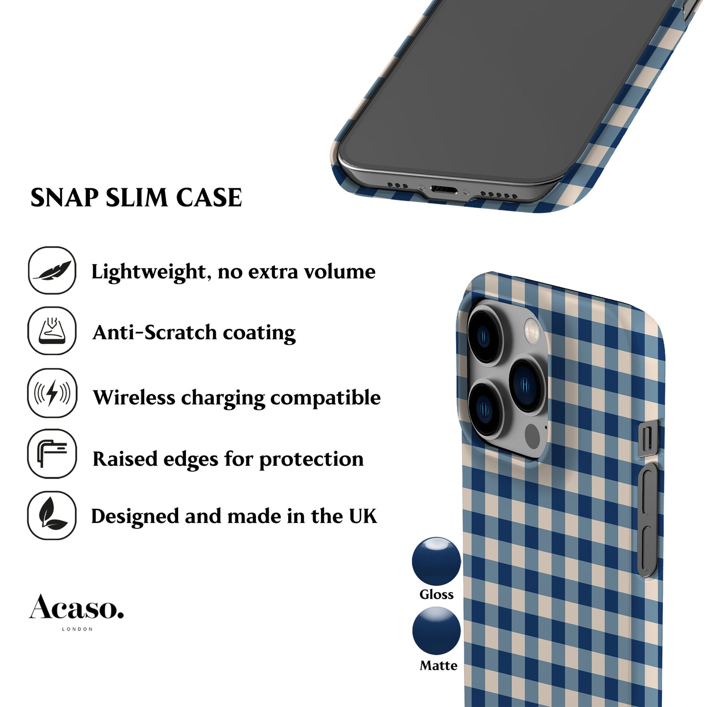 Blue Gingham Phone Case