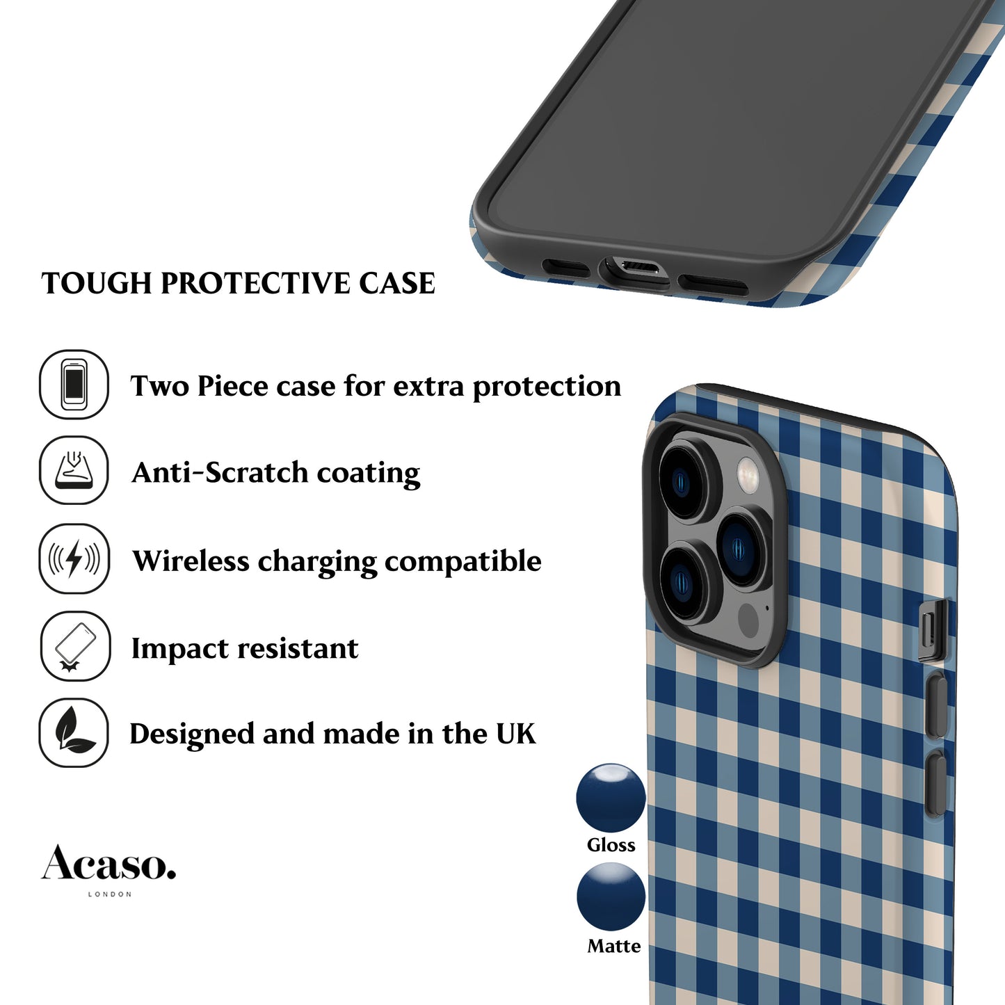 Blue Gingham Phone Case
