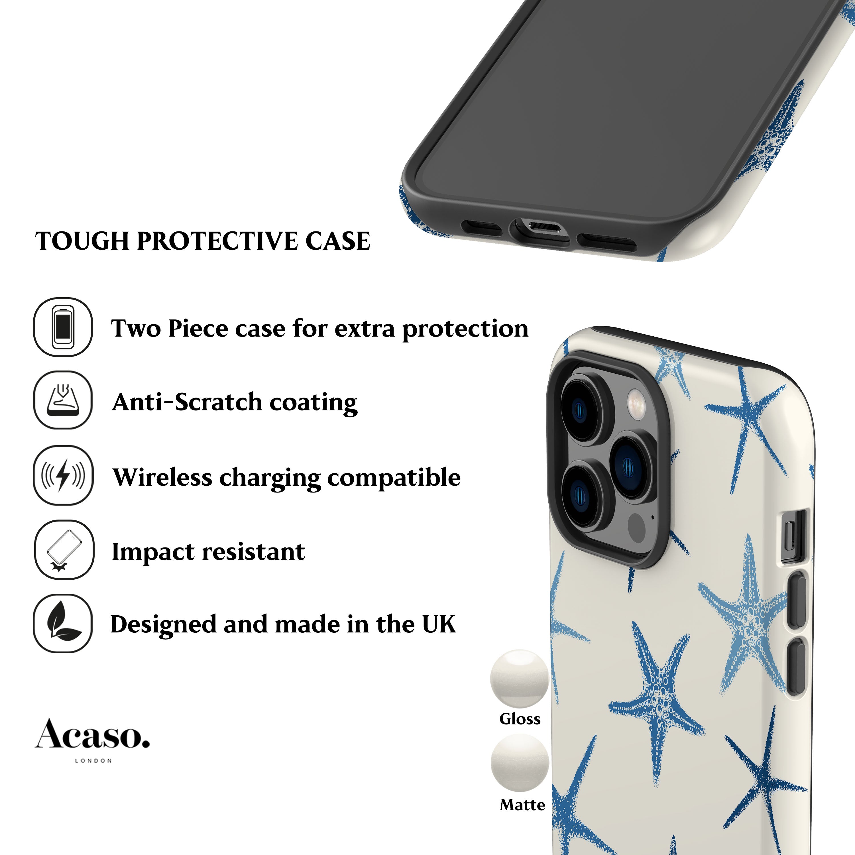 Deep Blue Starfish Phone Case