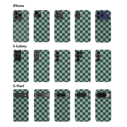 Blue Teal Checkered Phone Case