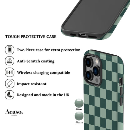Blue Teal Checkered Phone Case