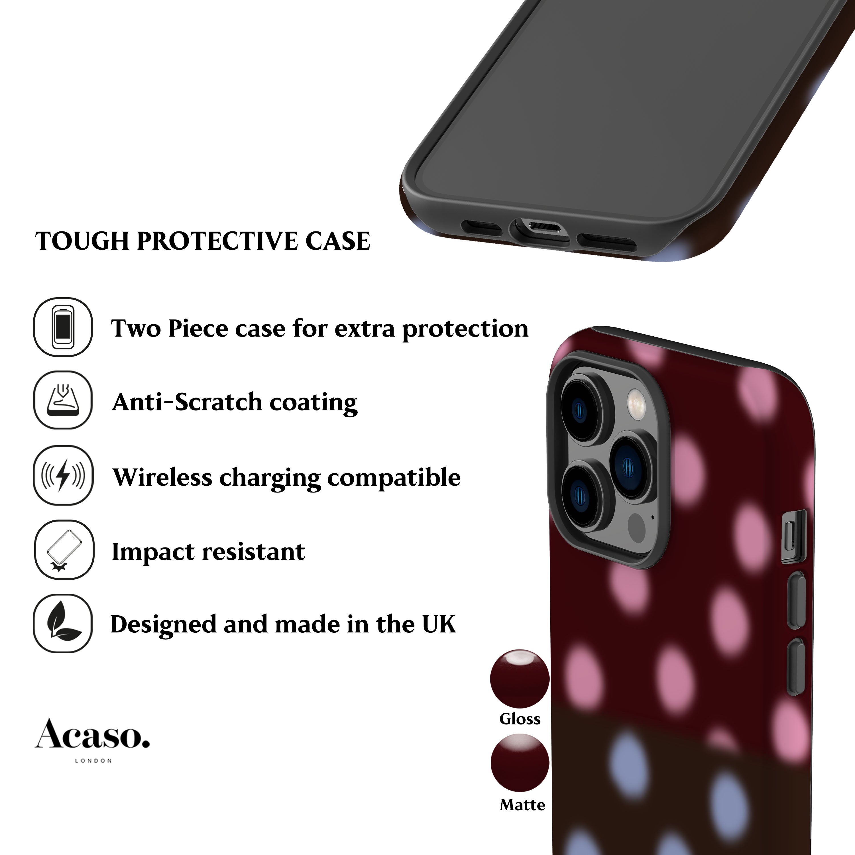 Blurry Maroon Polka Dots Phone Case