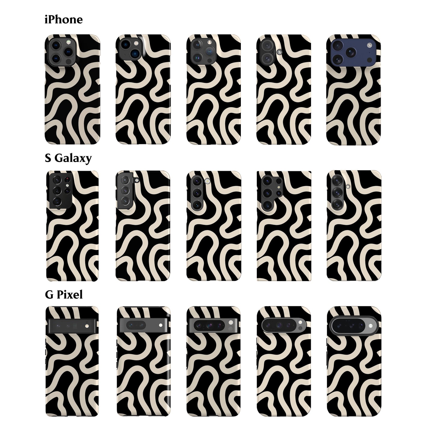 Boho Line Art Black Phone Case