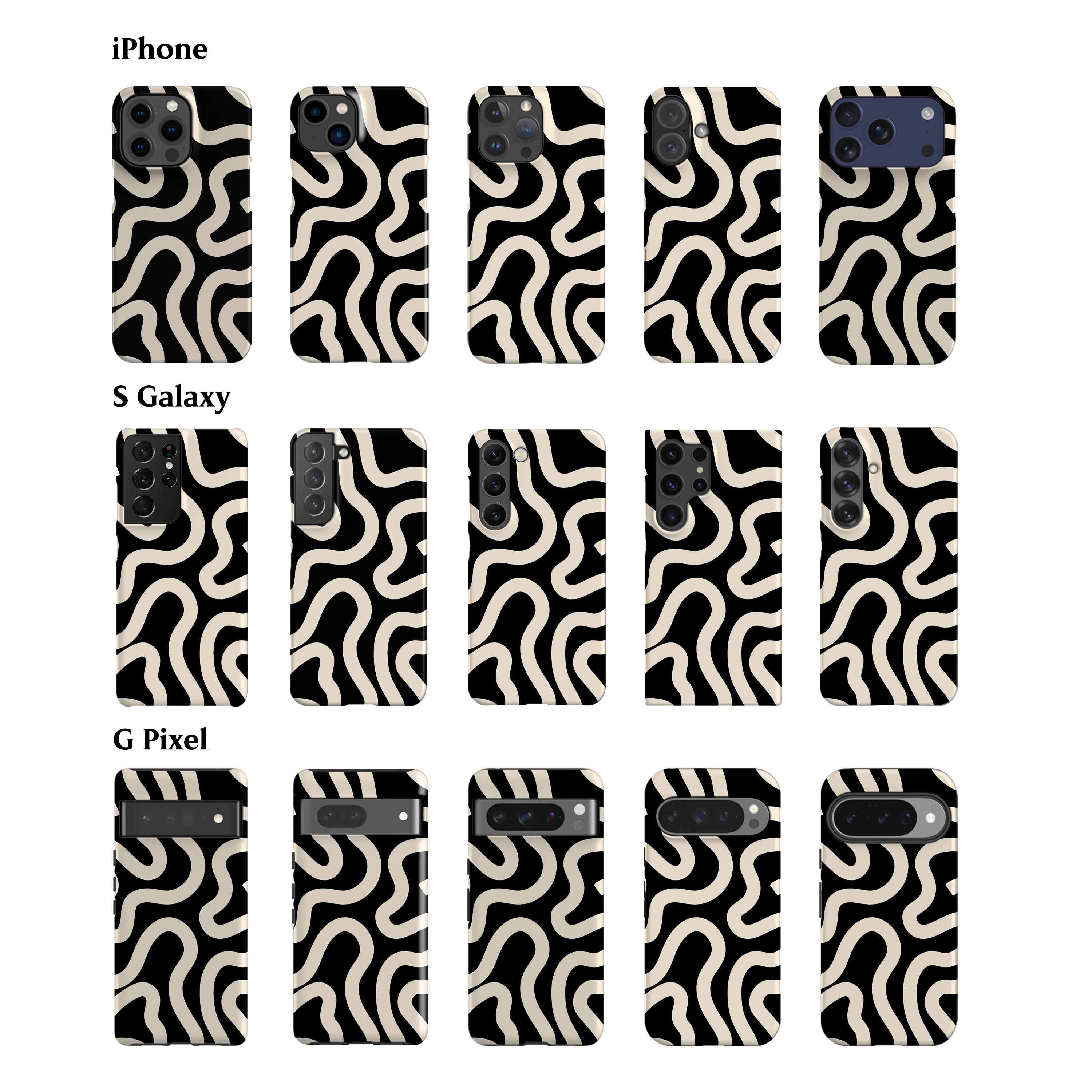Boho Line Art Black Phone Case