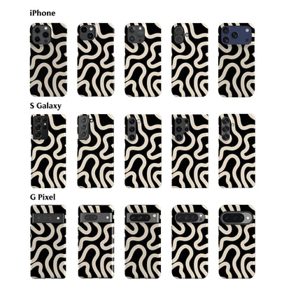 Boho Line Art Black Phone Case