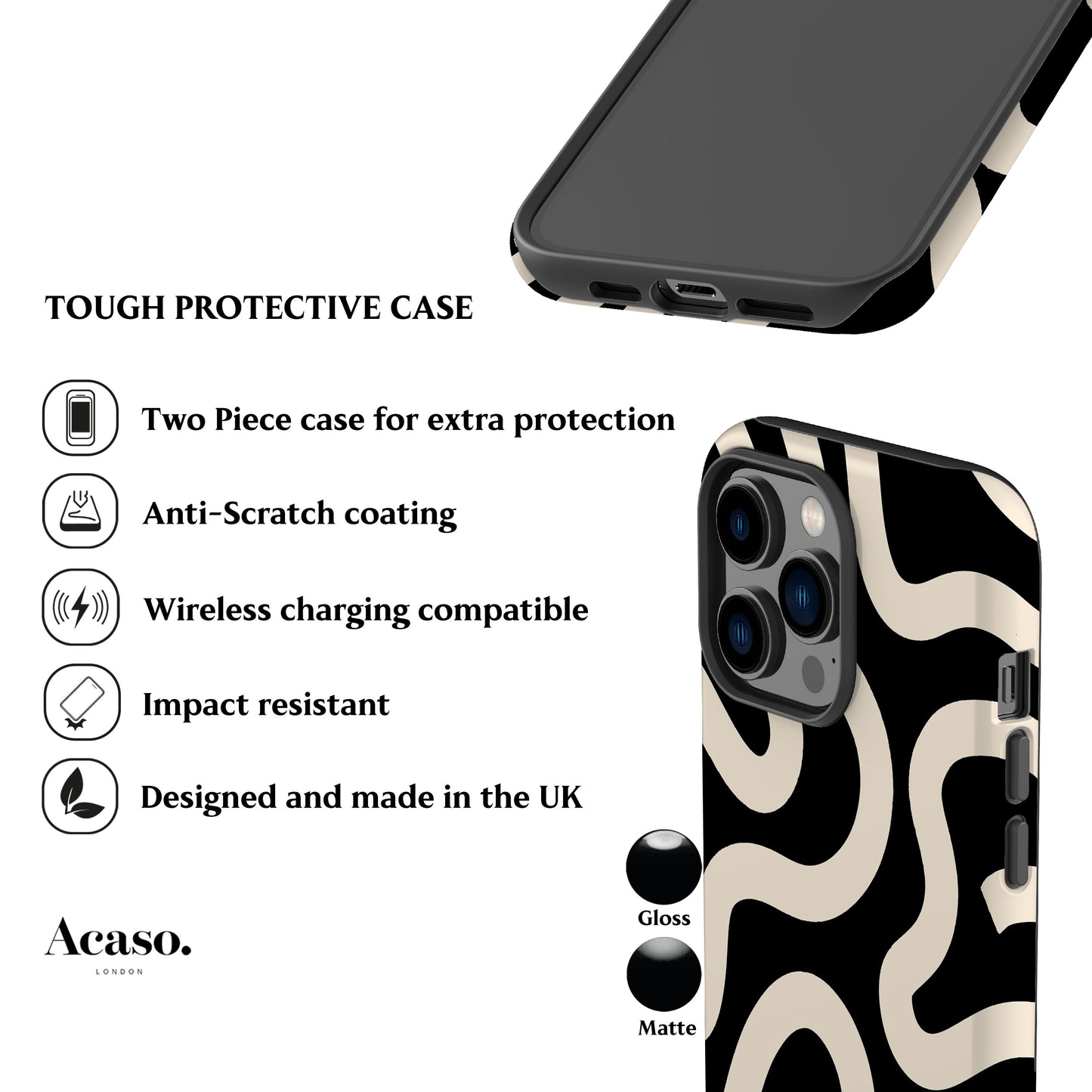 Boho Line Art Black Phone Case