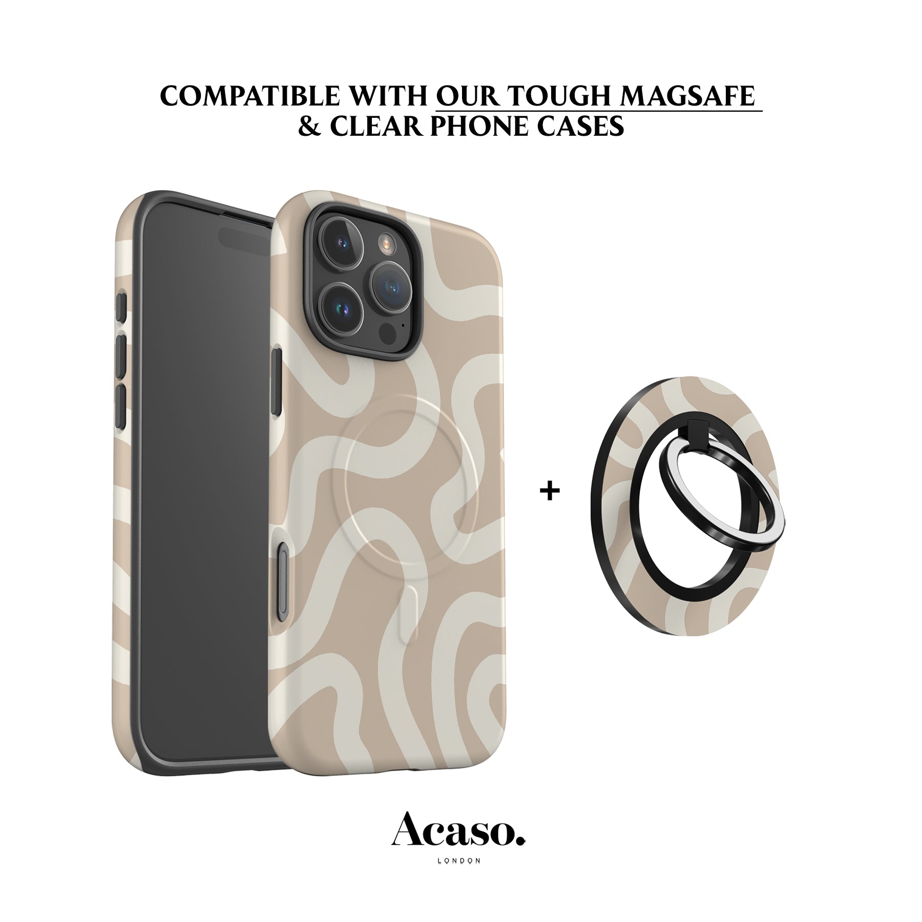 Boho Line Art Beige MagSafe Ring Holder