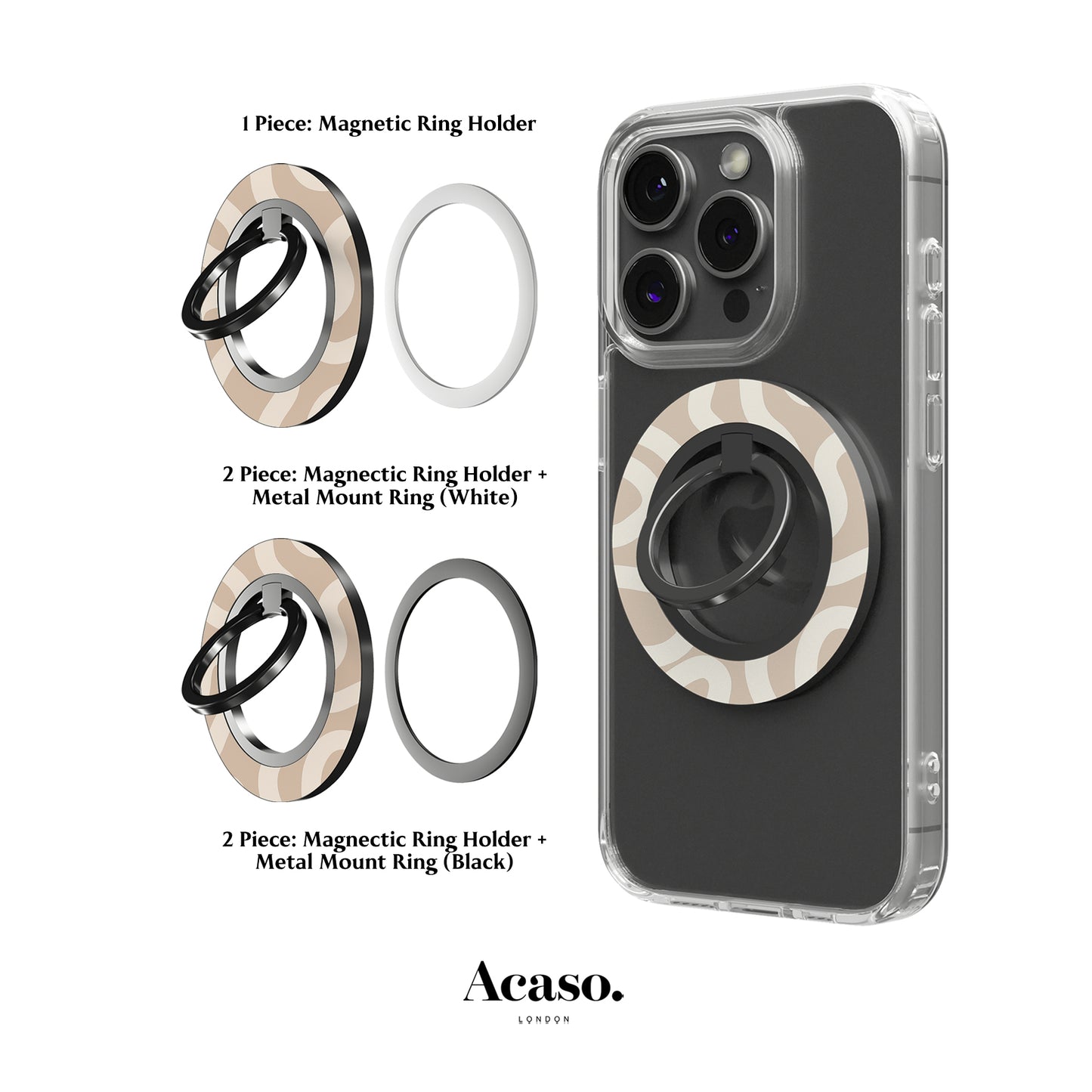 Boho Line Art Beige MagSafe Ring Holder