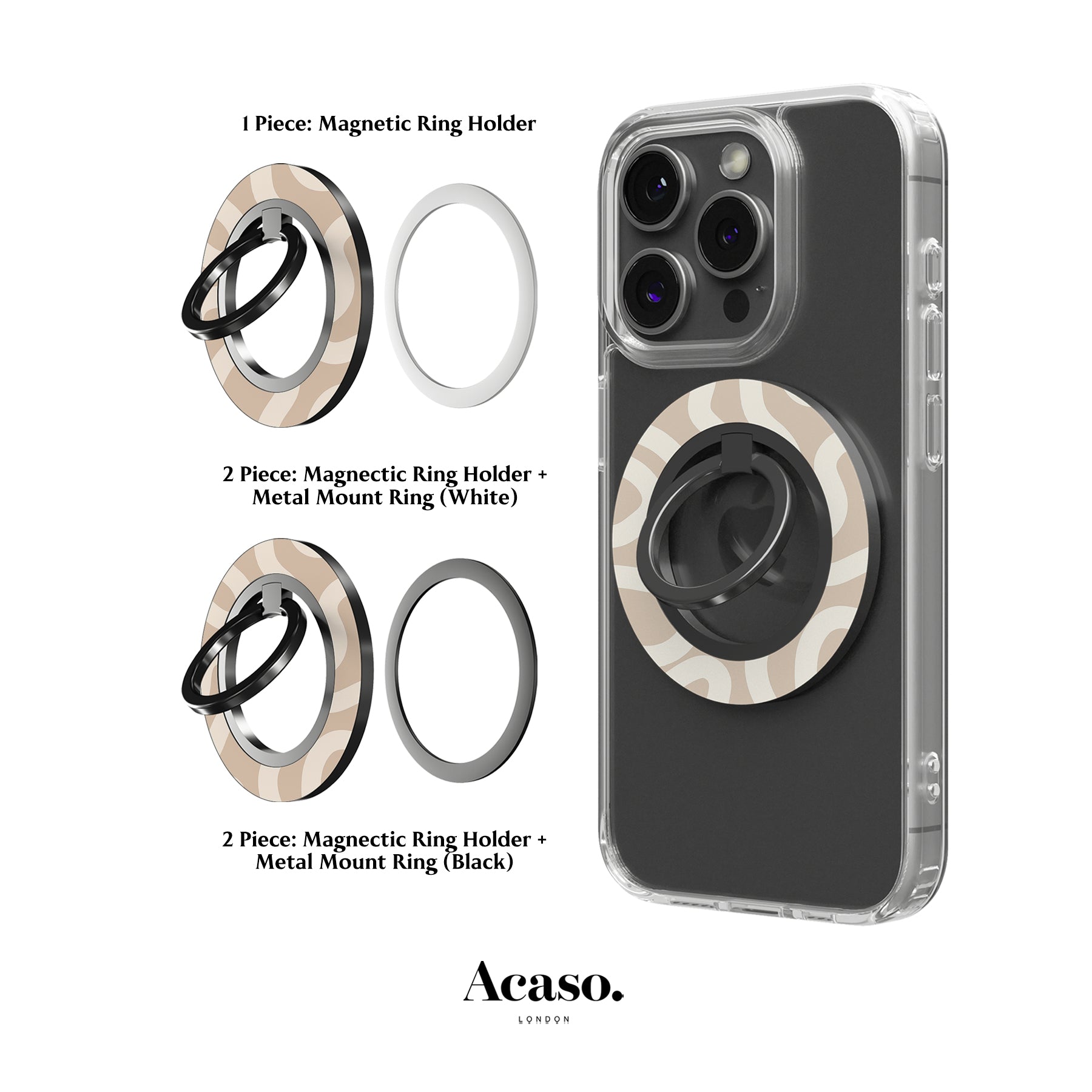 Boho Line Art Beige MagSafe Ring Holder