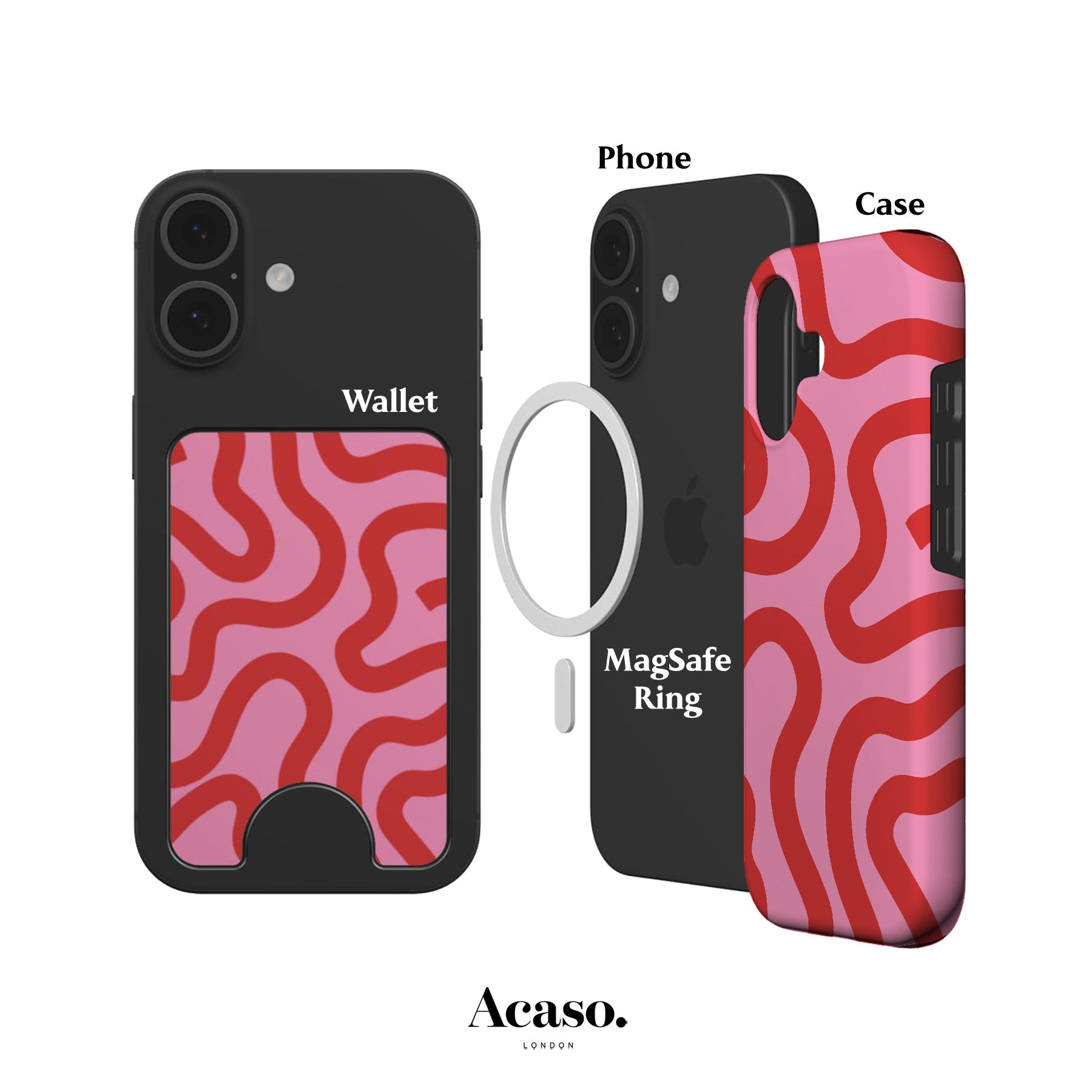 Boho Pink Lines Magnetic Phone Wallet