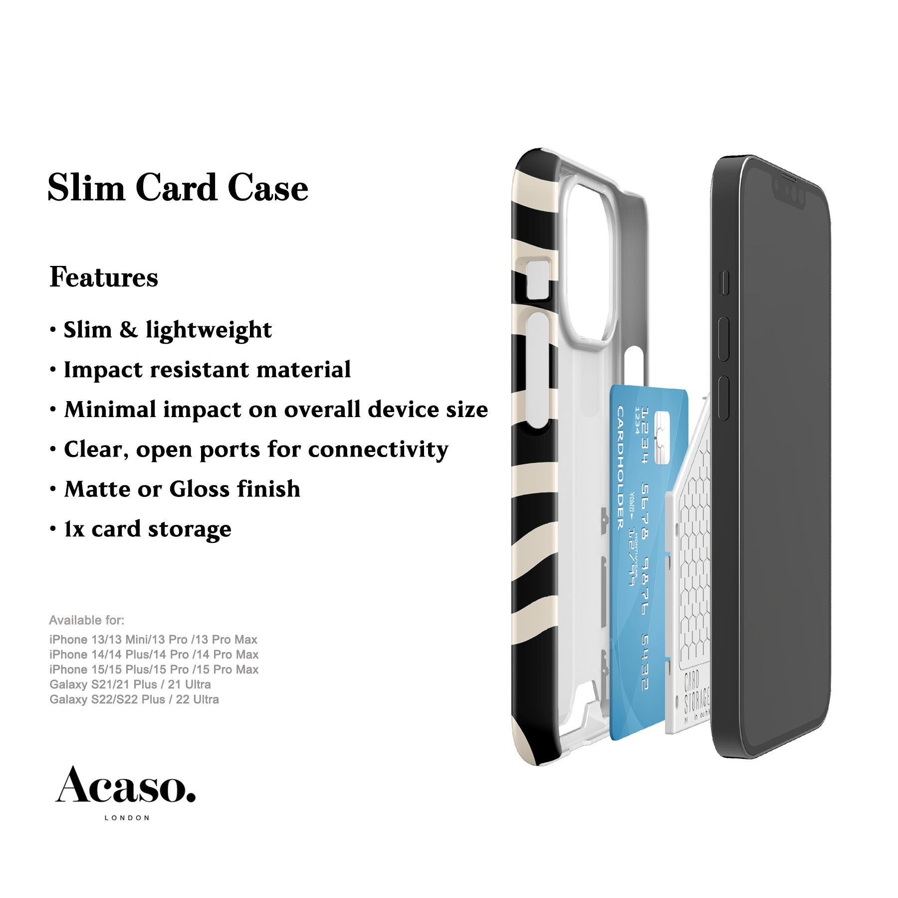 Boho Line Art Black Card Case