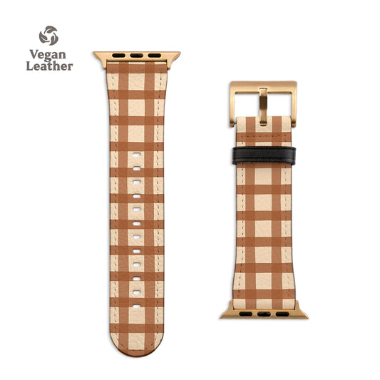 Brown Gingham Apple Watch Strap