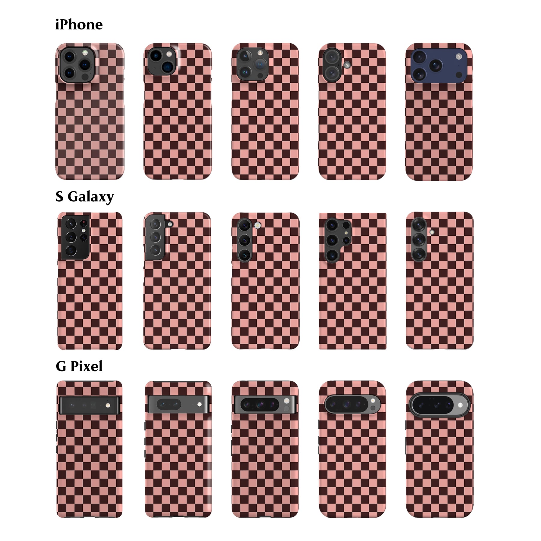 Brown Peach Checkered Phone Case