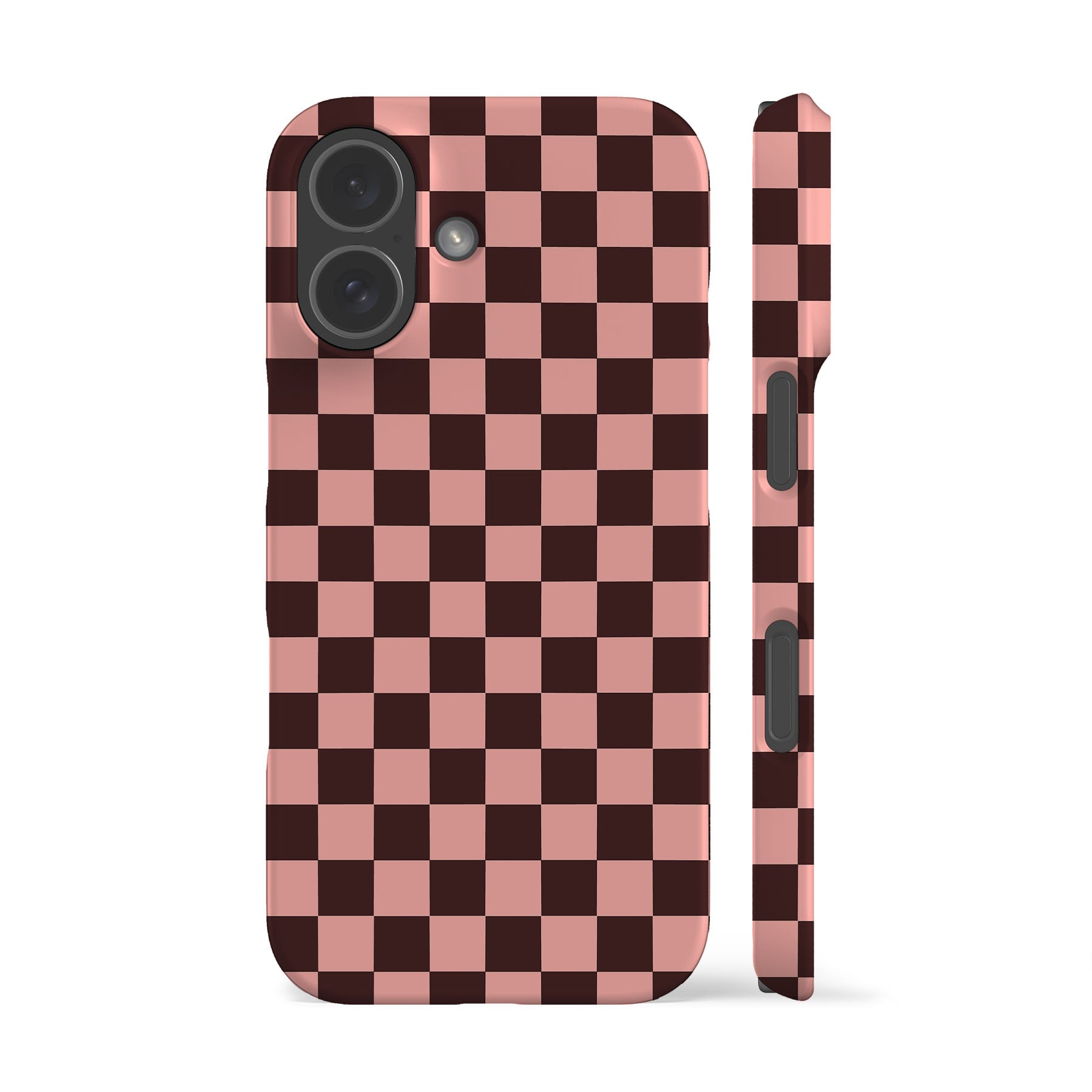 Brown Peach Checkered Phone Case