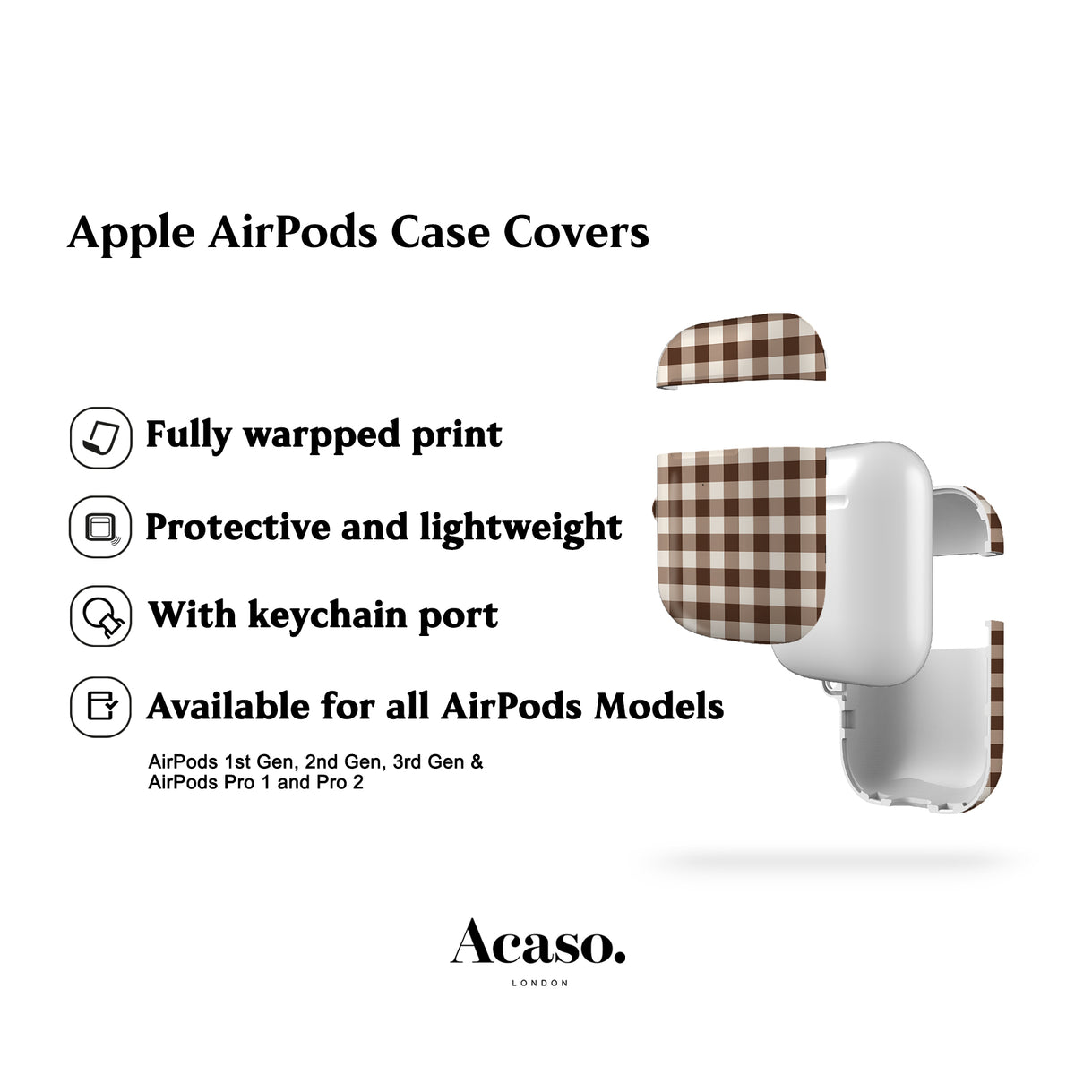 Brown Plaid AirPods Cover