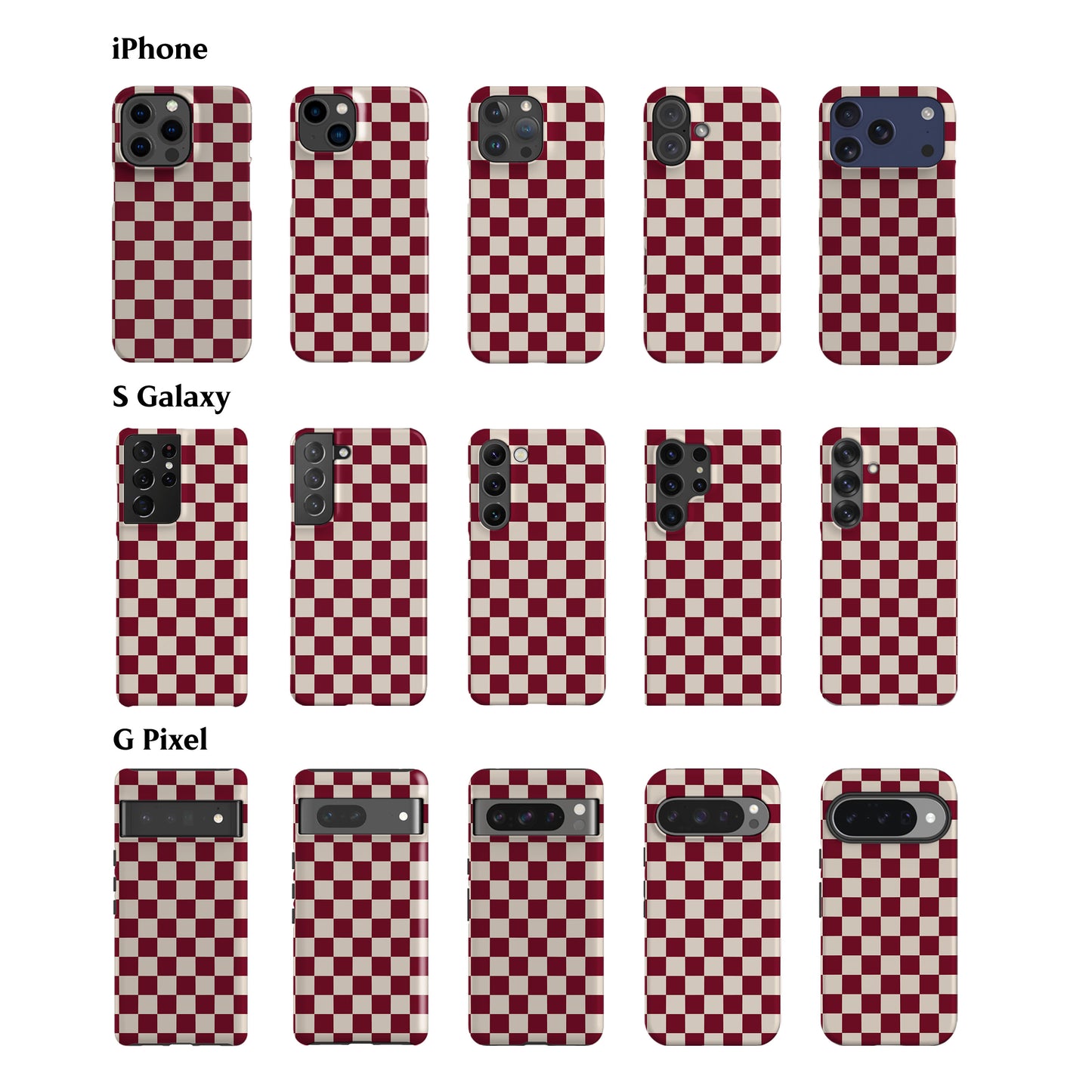 Burgundy Checkered Phone Case