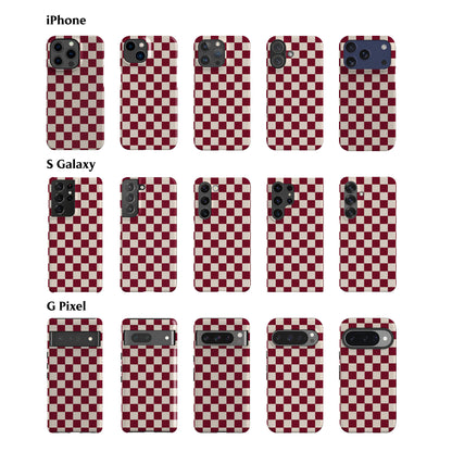 Burgundy Checkered Phone Case
