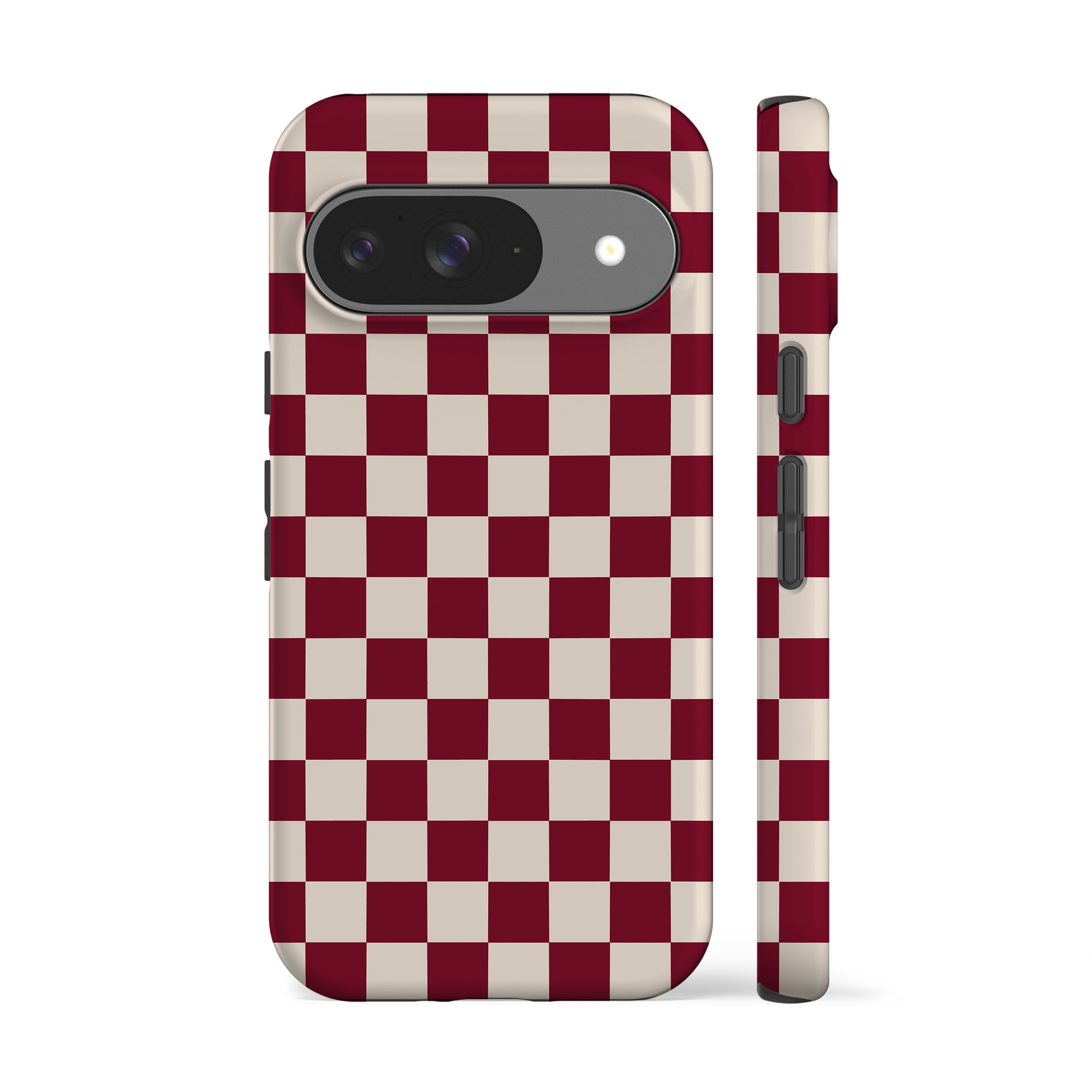 Burgundy Checkered Phone Case