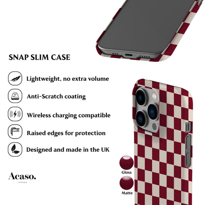 Burgundy Checkered Phone Case