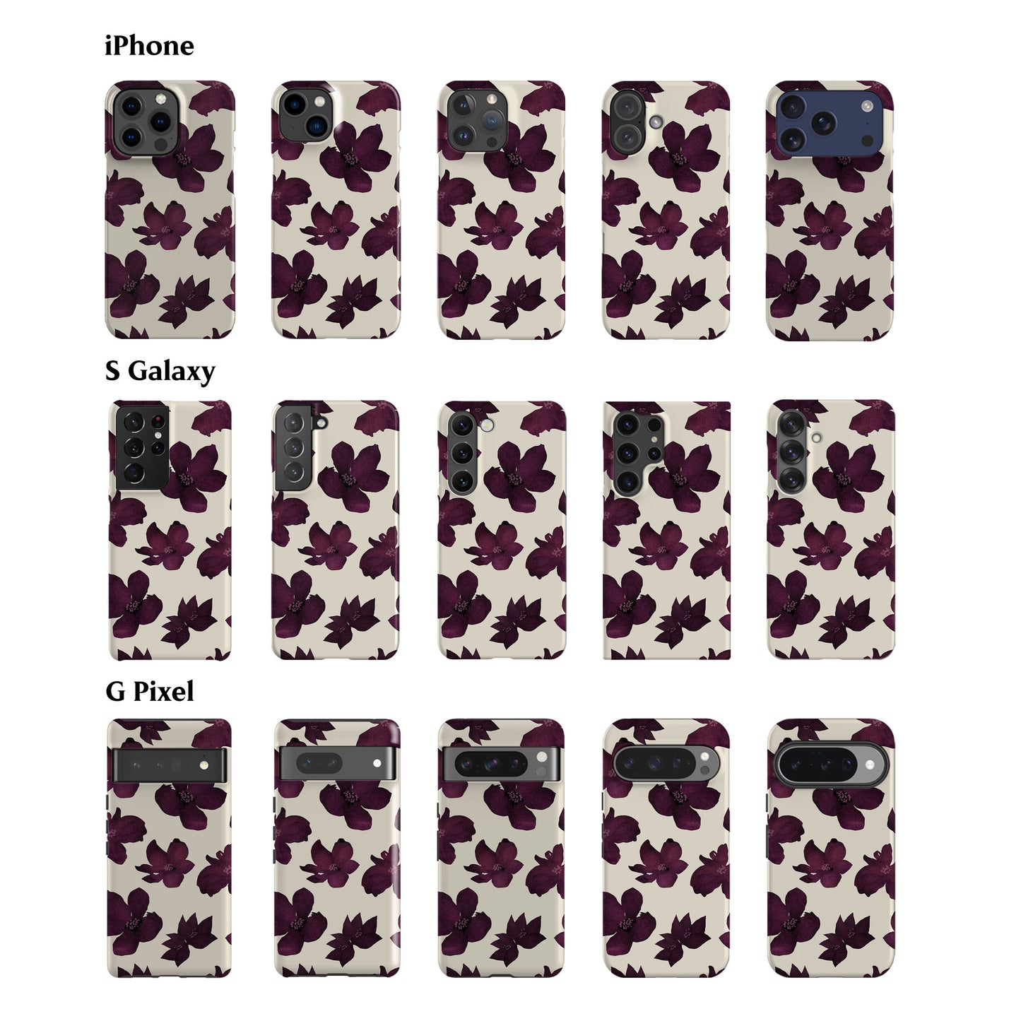 Burgundy Flowers Phone Case