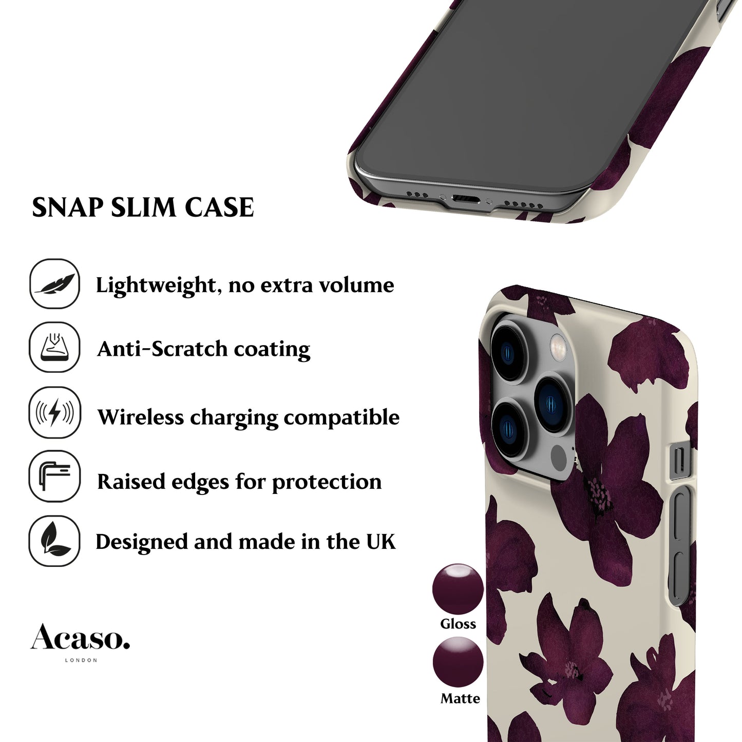 Burgundy Flowers Phone Case