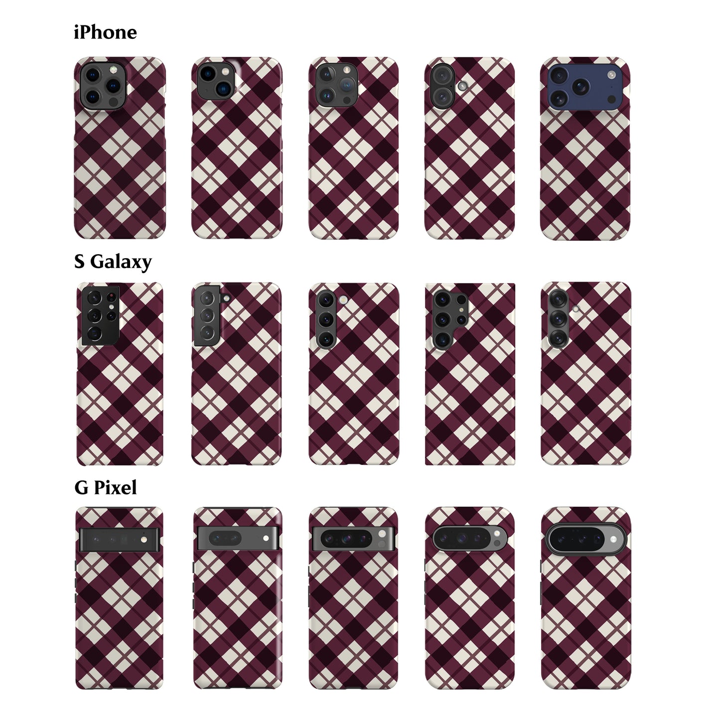 Burgundy Wonky Plaid Phone Case