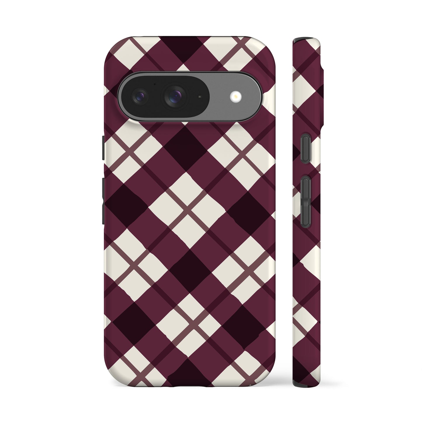 Burgundy Wonky Plaid Phone Case
