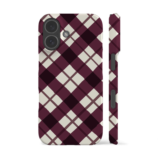 Burgundy Wonky Plaid Phone Case
