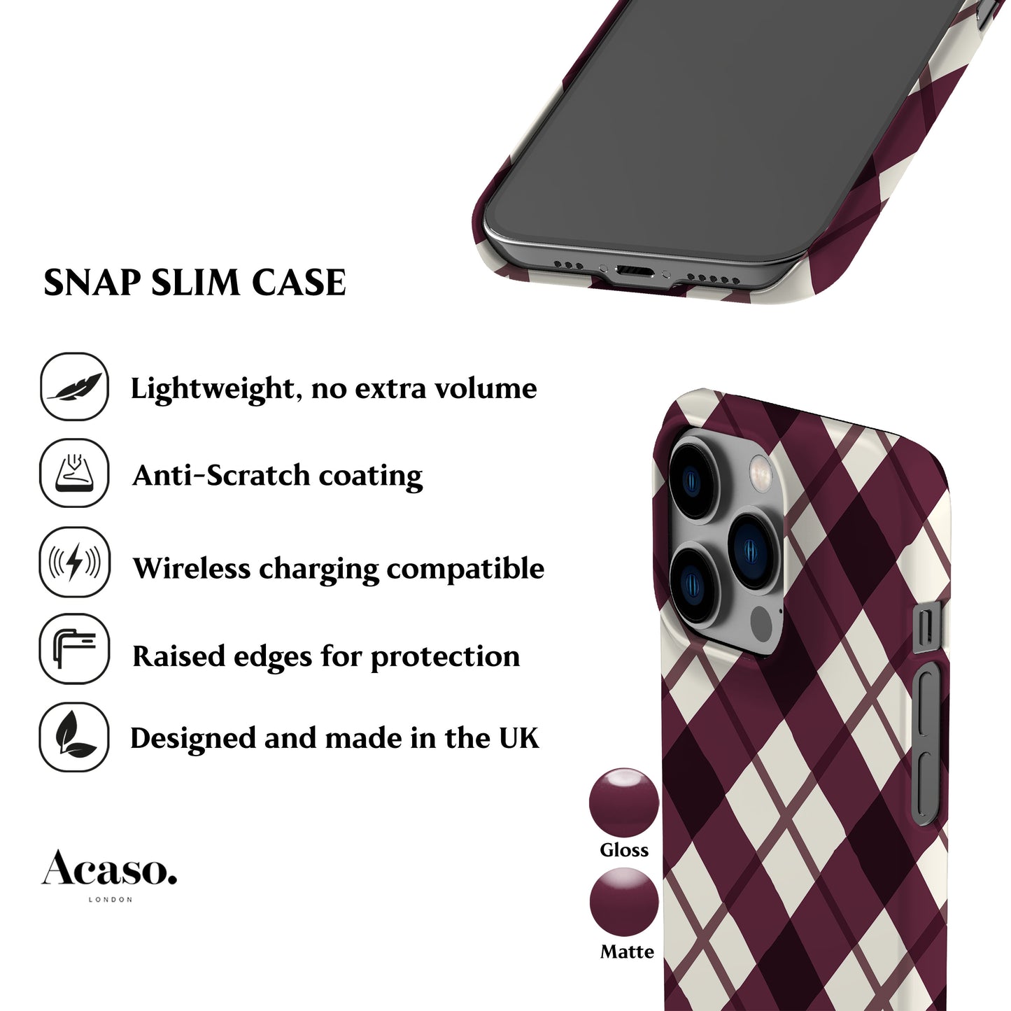 Burgundy Wonky Plaid Phone Case