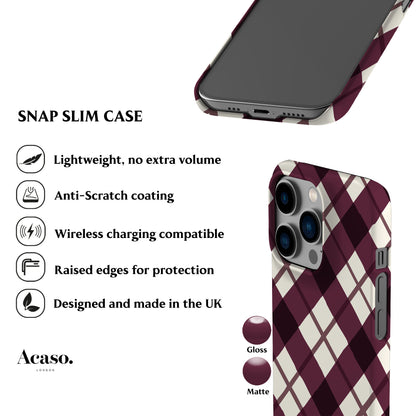 Burgundy Wonky Plaid Phone Case