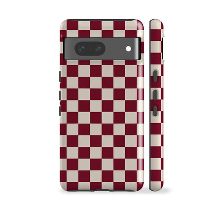 Burgundy Checkered Phone Case