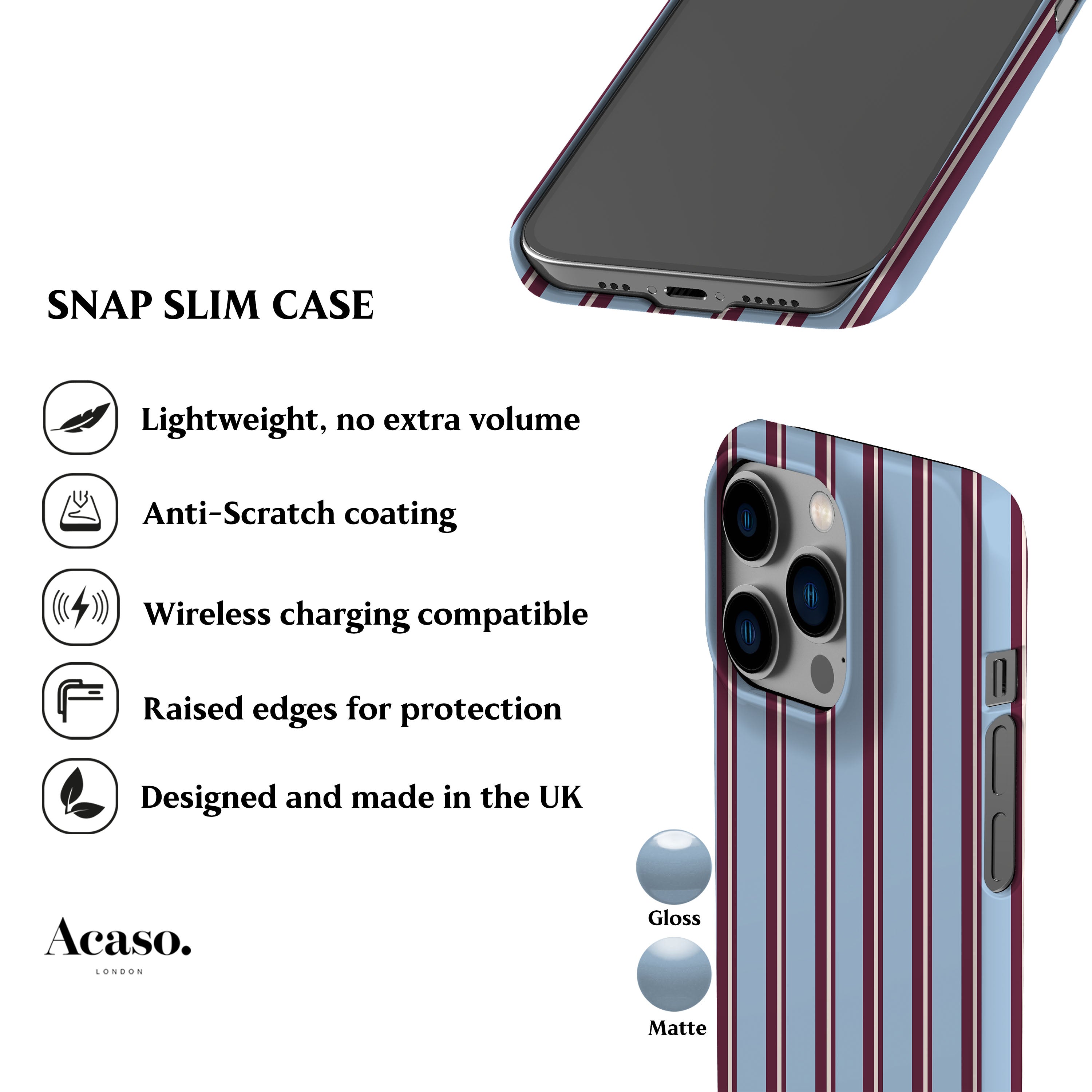Capri Light Blue Stripes Phone Case