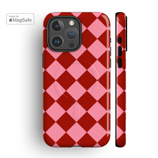 Pink Checkerboard MagSafe iPhone Case