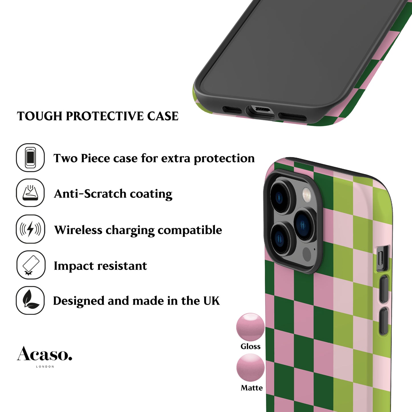 Checkered Double Matcha Phone Case