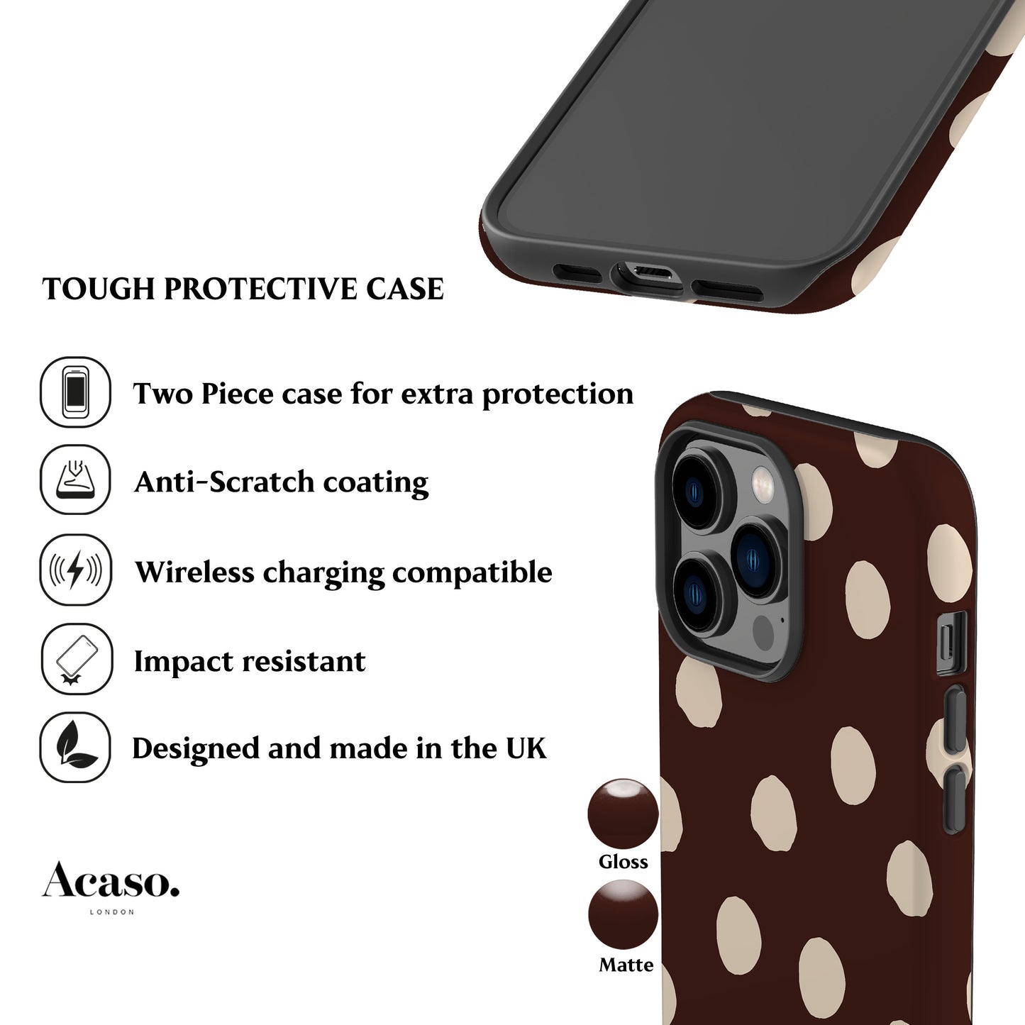 Chocolate Ella Dots Phone Case