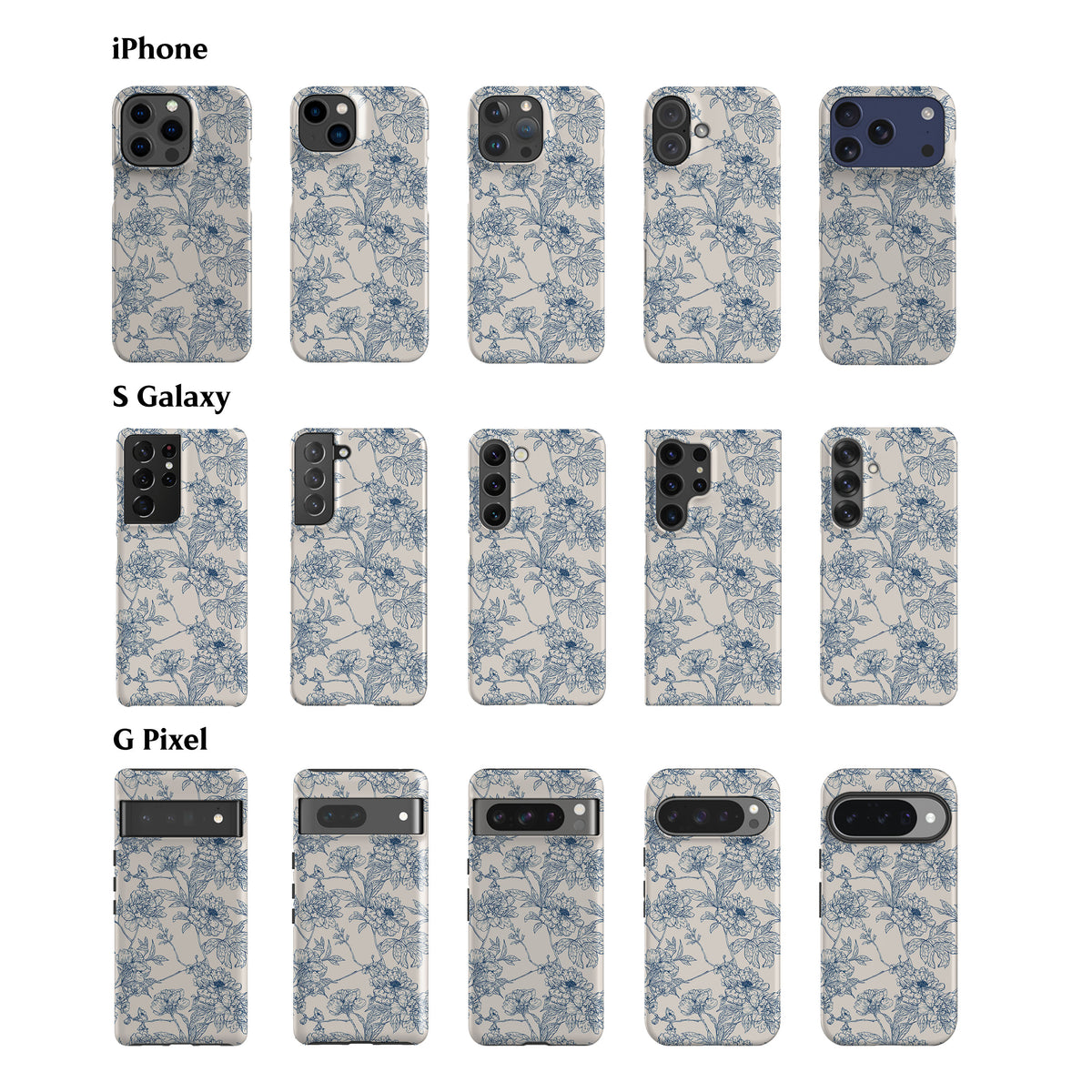 Classic Flowers Blue Phone Case