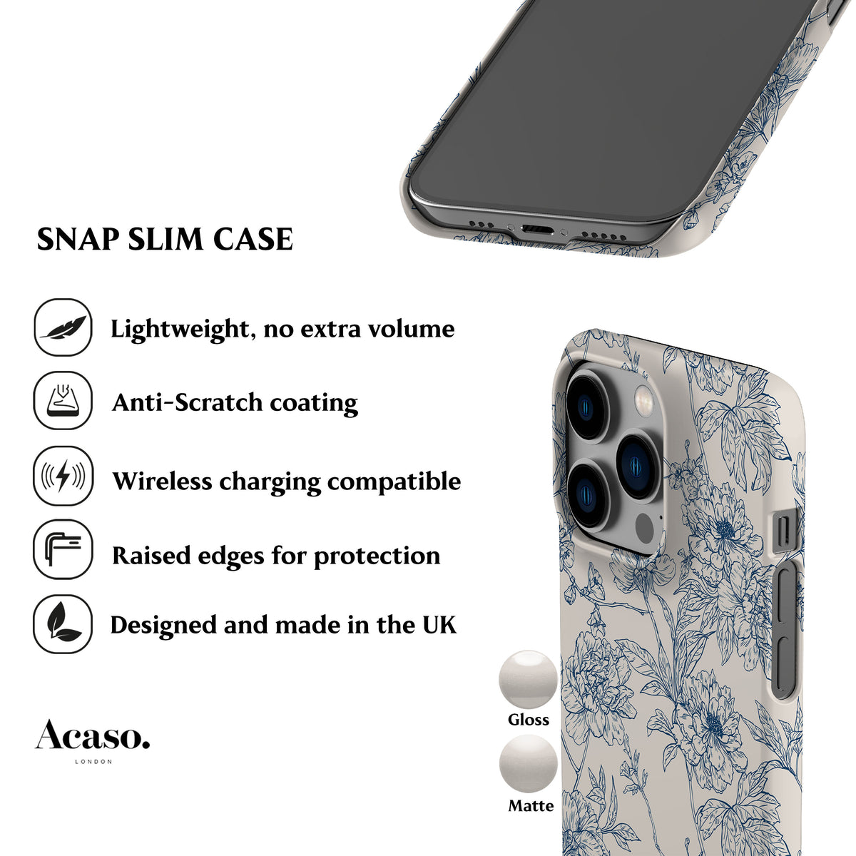 Classic Flowers Blue Phone Case