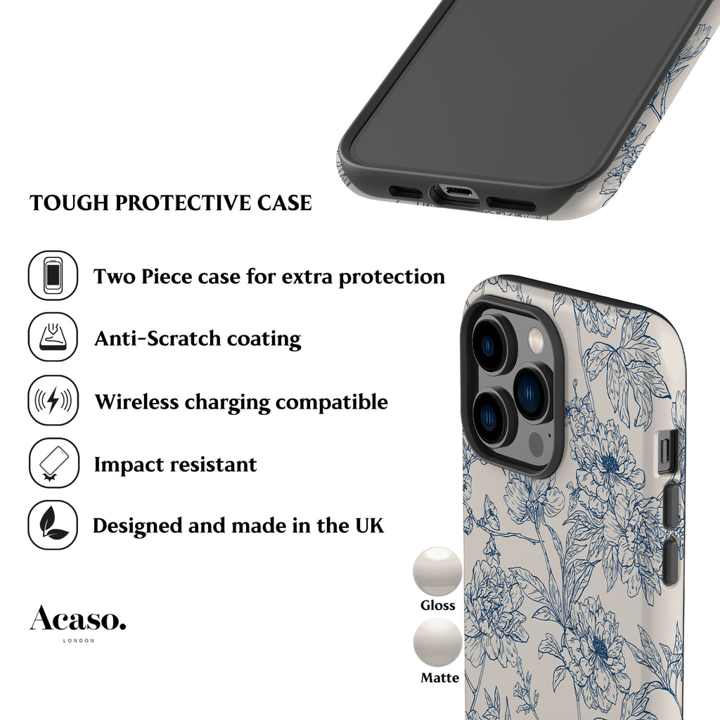 Classic Flowers Blue Phone Case